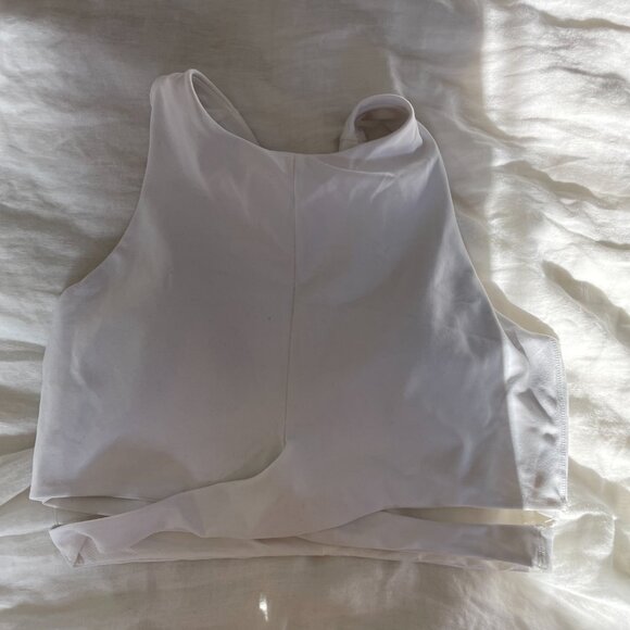 Set of 3 Athleta Conscious Crop Cut Out Bra Large Tawny Rose, White and Black - Picture 10 of 13